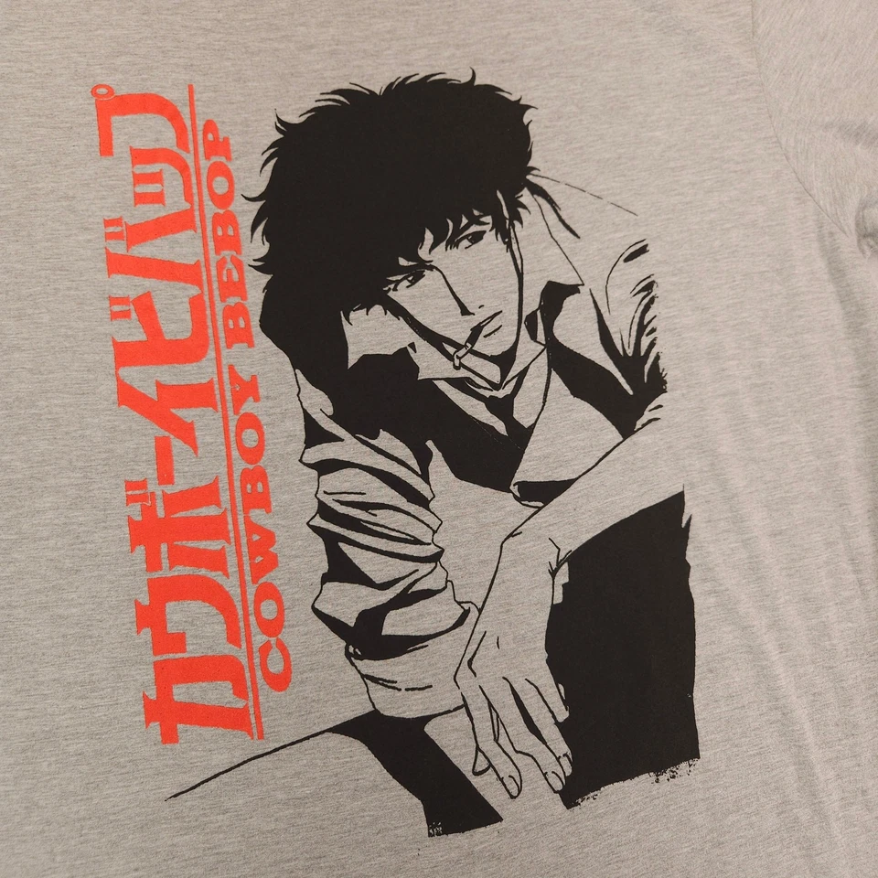 Camiseta Vaquera Bebop Anime Gráfico Cuello Redondo Manga Corta Para Hombre Talla XL Gris Foto 4 de 4