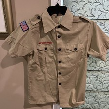 Boy Scout BSA UNIFORM Tan SHIRT Youth Large Short Sleeve J76