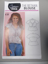 Cotton Chalk The Bethan Blouse Sewing Pattern, Size 6/32