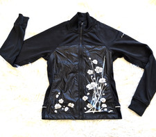 Brooks Womens Small Shelter Tech Running Jacket Black Floral Full Zip