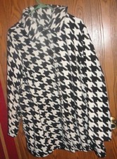 BOB MACKIE Wearable Art Coat Jacket XL WHITE Black Animal Print EXTRA LONG WOMEN