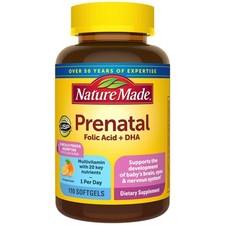 Nature Made Prenatal with Folic Acid  DHA Prenatal Vitamin 110 Softgels