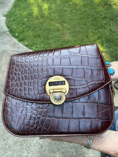 Rare Vintage Gianni Versace Couture 1990’s Dark Brown/Cherry Red Leather Bag