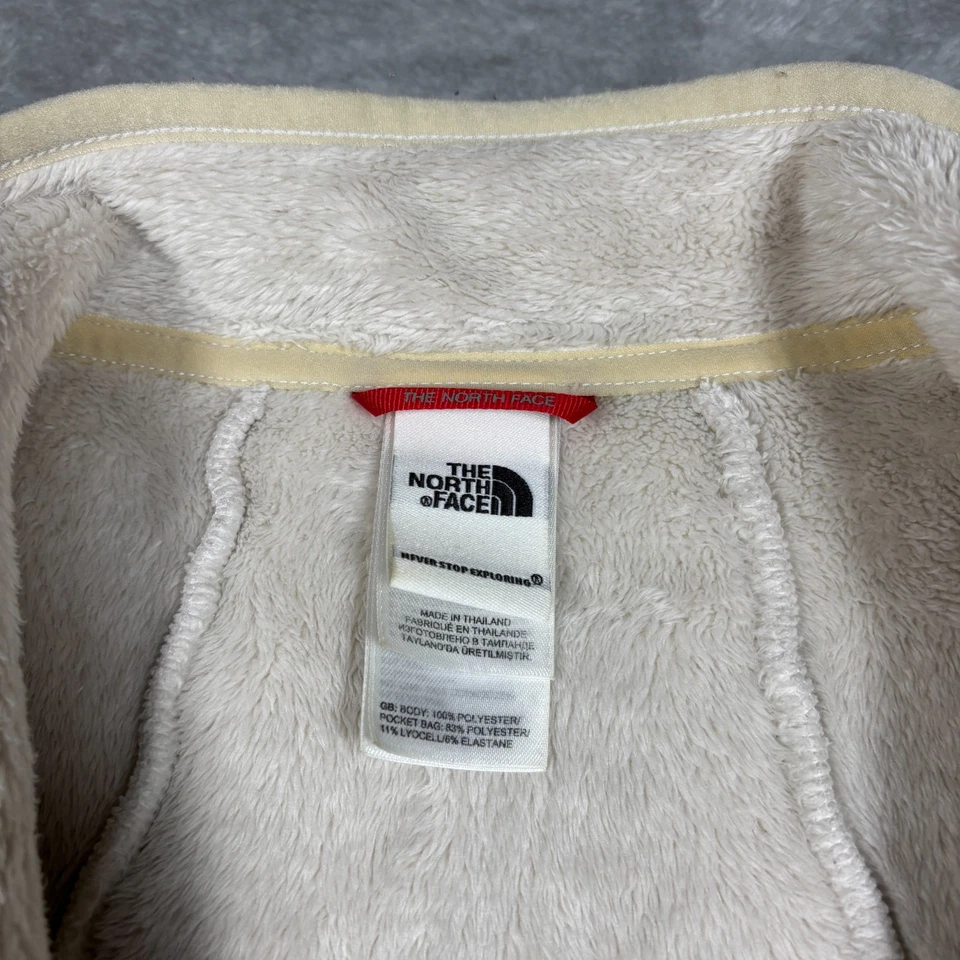 Chaleco polar The North Face para mujer mediano marfil cremallera completa senderismo chaqueta abrigo Foto 4 de 4