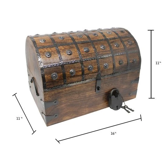 Nautical Cove X-Large Pirate Treasure Chest with Iron Lock and Skeleton Key - Image 3 of 4