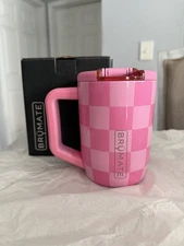 Brumate Muv 15oz Pink Checker Krista Horton Lid Tumbler Mug Cup New IN HAND