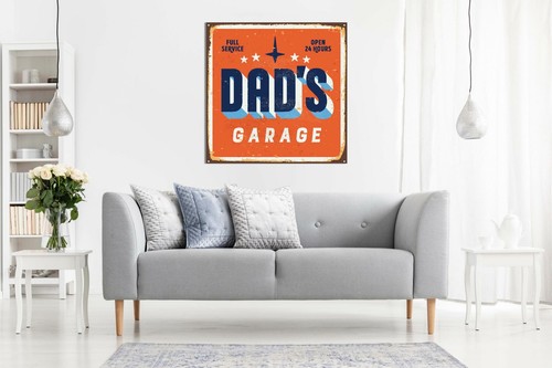 Papas Garage Mann Höhle Leinwand Wandbild Bild Druck - Bild 2 von 5