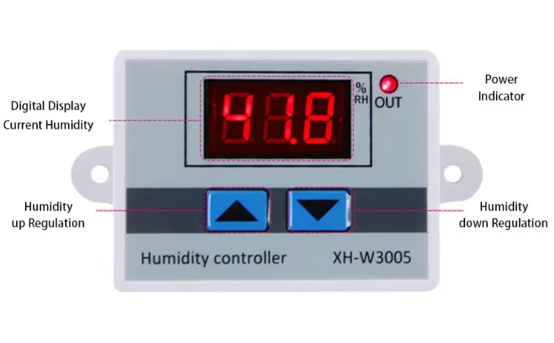 XH-W3005 10A Digital Humidity Controller 0-99% RH DC 12V / DC 24V / AC 110-220V - Image 3 of 4