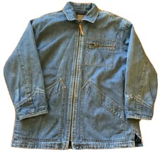 Lizwear Size L Women's Jean Jacket Zip Up Collared Neck Multiple Pockets