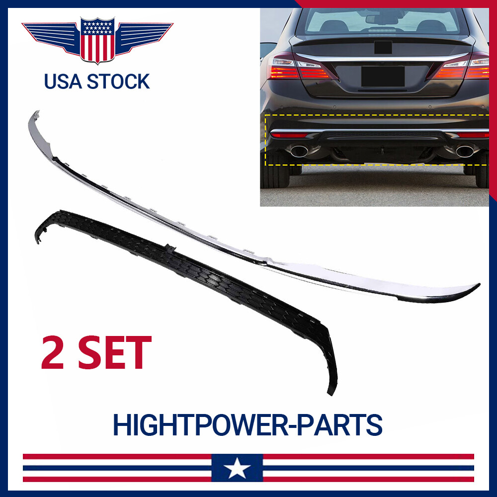 2PCS Rear Lower Bumper Cover Molding Trim For 2016 2017 Honda Accord Sedan 4Door