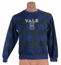 Vintage Yale University Plaid Sweatshirt Size Men s Small Blue Green