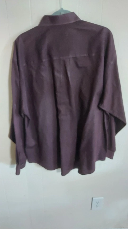 Camisa de vestir para hombre Van Heusen púrpura sin arrugas manga larga talla XL 17-17 1/2 Foto 4 de 4