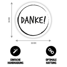 30 Stück - Aufkleber "Danke!" | Vintage-Sticker | rund | Ø 3cm