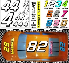WHITE  (#4's) Racing Numbers Decal Sticker Sheet 1/8 - 1/10 -1/12 RC Team Losi