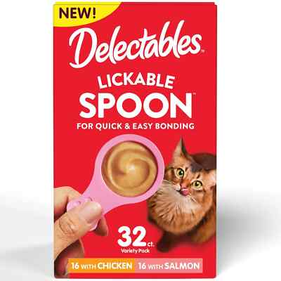 2 Pack Hartz Delectables Lickable Spoon Cat Treats Variety Pack, 32 Count