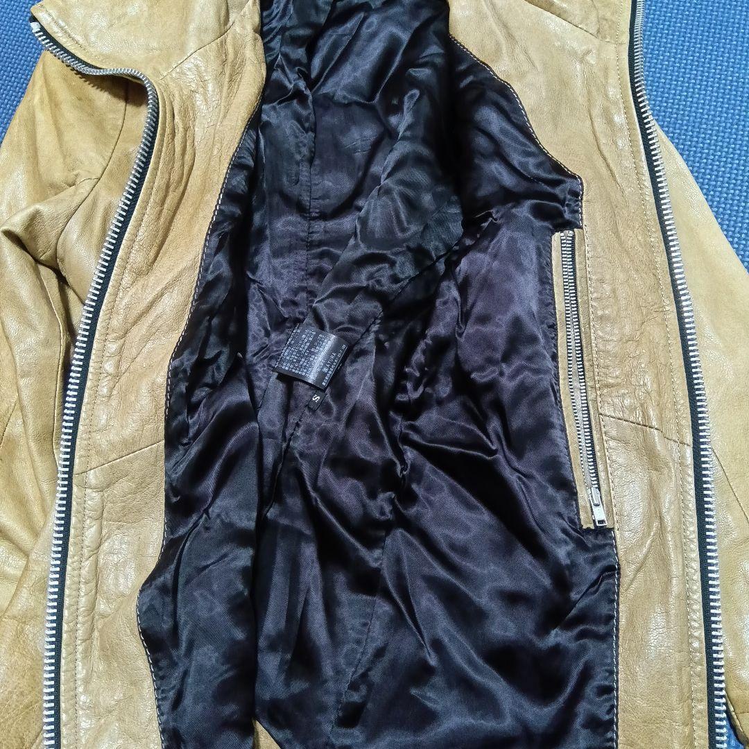 Ekam Lamb Leather Rider'S Jacket S Size Beige Made In Japan Ekam Lamb Leather Rider'S Jacket S Size Beige Made In Japan