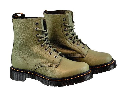 Botas de mujer Dr. Martens 1460 Pascal silenciadas verde oliva 31693357 cuero auténtico - Imagen 2 de 12