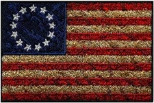 Betsy Ross Distressed USA American Flag Patch (“Hook” Fastener -3.0 X 2.0 -BD4]