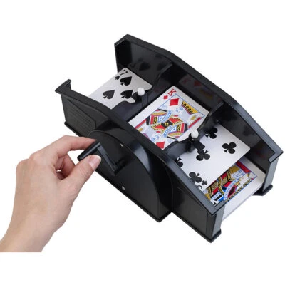 GSR Manuelle Kartenmisch-Maschine für 2 Decks á 54 Karten, schwarz