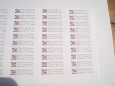 small return address labels; flag/eagle; 80/sheet; $1.50-1 sheet;qty. discounts