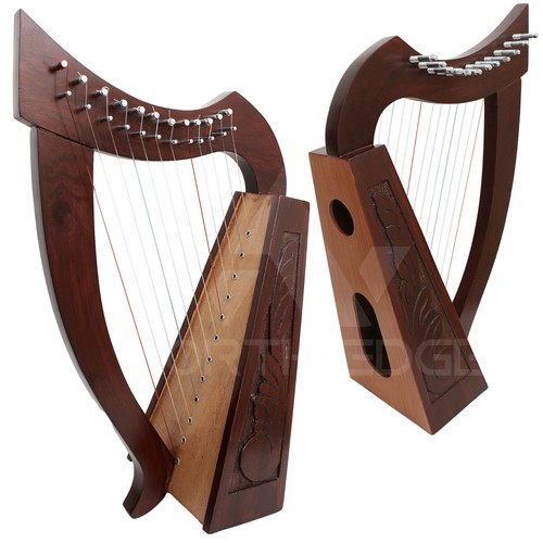 Celtic Irish 12 String Harp Solid Wood Traditional With Tuning Key Wrench & Bag - Picture 3 of 4