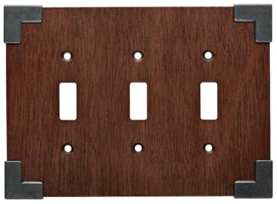 (5 Pack) Brainerd - Rowland Triple Switch Plate - Charcoal Ebony and Soft Iron