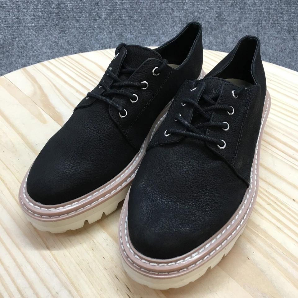 Dolce Vita Shoes Womens 6.5 Martie Casual Plain Toe Lugsole Oxford Black Leather - Image 3 of 4