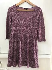 Forever 21 Womens Sz S Small Tunic Dress Purple Floral Sheer Burnout 3/4 Sleeve