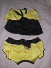 DOG 2 PIECE BIKINI SET. BLACK, YELLOW W/WHITE POLKA DOTS  SIZE MEDIUM EUC — photo 1