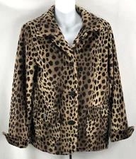Dennis Basso Plush Jacket Coat Leopard Pockets Collar 2000s Y2K 90s Glam Chic