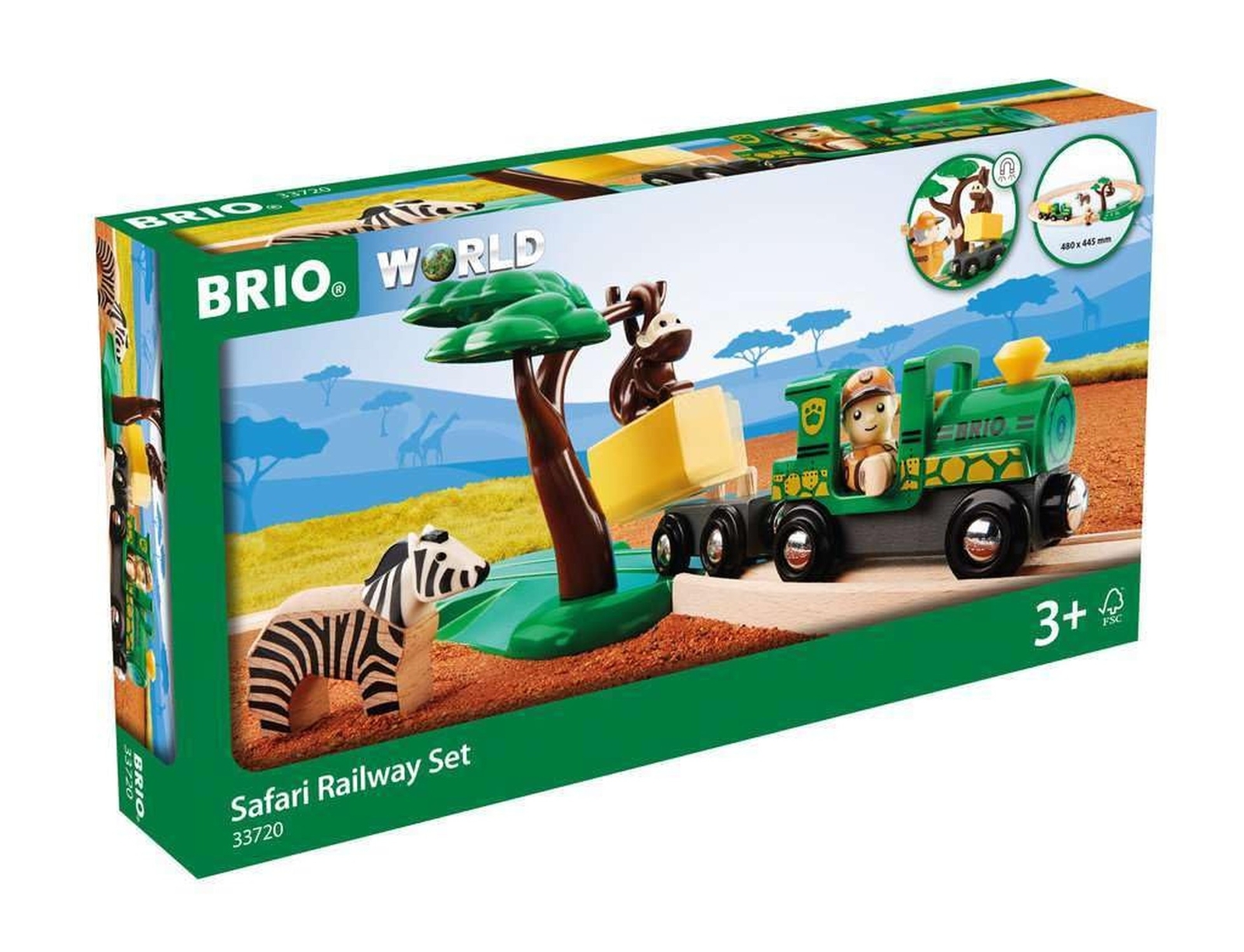BRIO Wooden Safari Railway Train Set for Kids - 33720