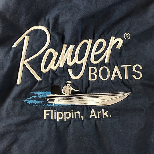 VTG Ranger Boats Jacket Mens Medium Blue Flippin Arkansas Hooded K