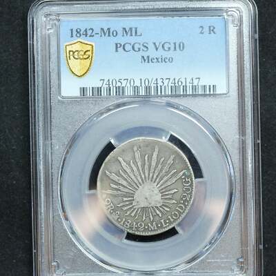 1842 Mo ML 2 Reale Mexico PCGS Certified VG10 Super Rare | eBay