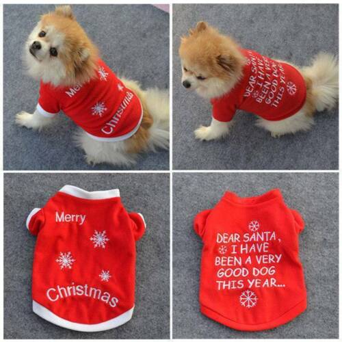 Cat Dog Christmas CostumeSweater Jumper Jacket Pet Xmas Clothes Coat Shirt CuteЙ - Picture 1 of 14