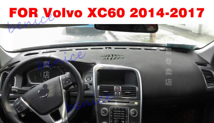 Premium Black Leather Dashboard Cover for Volvo XC60 2014-2017 – Anti-Glare & Protective Mat