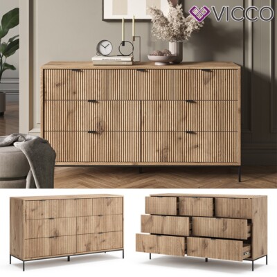 Sideboard Eliza Viking Oak 140 x 81 cm mit 7 Schubladen Vicco