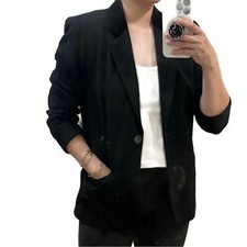 Vintage 90s sag Harbour black velvet lapel Blazer Sz 4P
