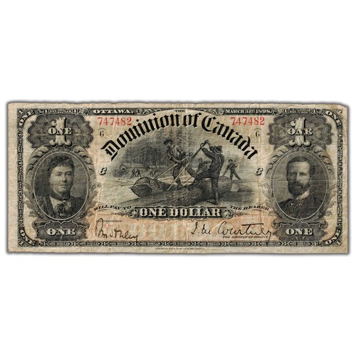 $1 1898 Dominion of Canada Note Courtney ONEs Outward Series G DC-13b - F/VF - Picture 2 of 3