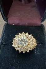 Vintage Sterling Silver 925 Clear CZ Cocktail Ring Size 6 Goldtone