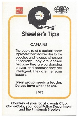 1983 Pittsburgh Steelers Police Jack Lambert #58 Kiwanis Club Coca-Cola - Picture 2 of 2