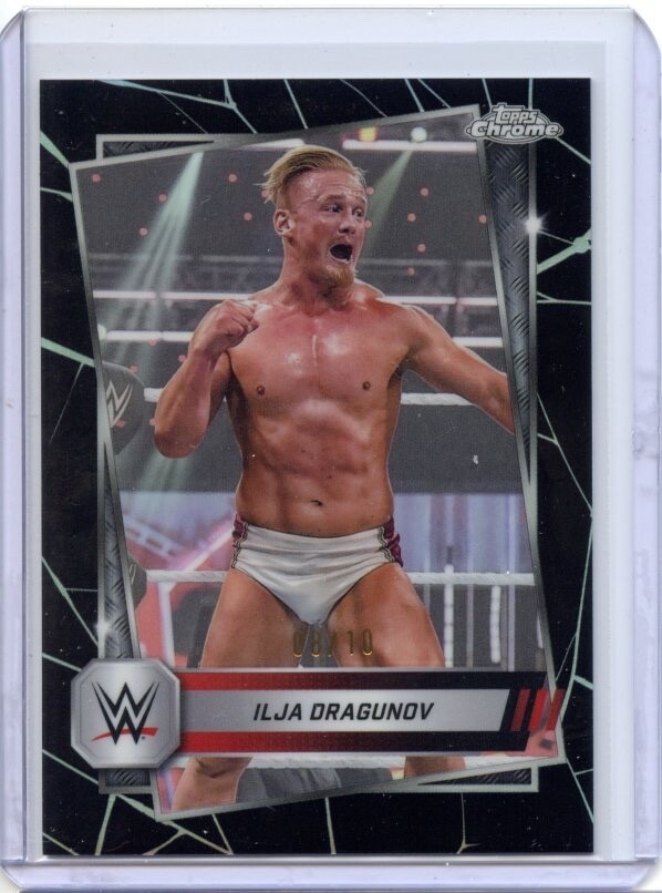 2025 Topps Chrome WWE ILJA DRAGUNOV #47 BLACK REFRACTOR 8/10