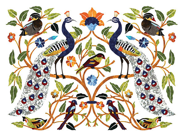 Handcrafted 48x42 Marble Table Top with Precious Stone Inlay Home Decor