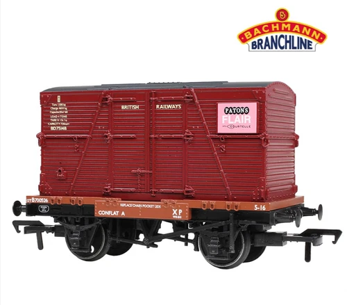 Graham Farish 377-2023K Conflat Wagon BR Bauxite (Early) with ‘Patons’ BD Con...