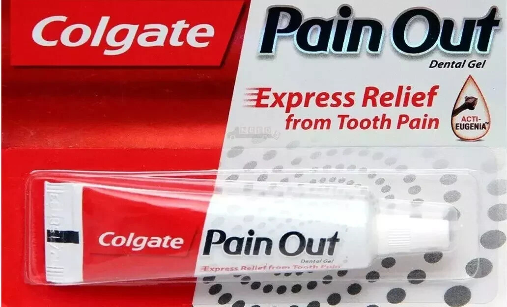 Colgate Pain Out Zahnschmerzen Zahnfleischschmerzen Zahnpflege Gel Nelkenöl Eugenol 10g