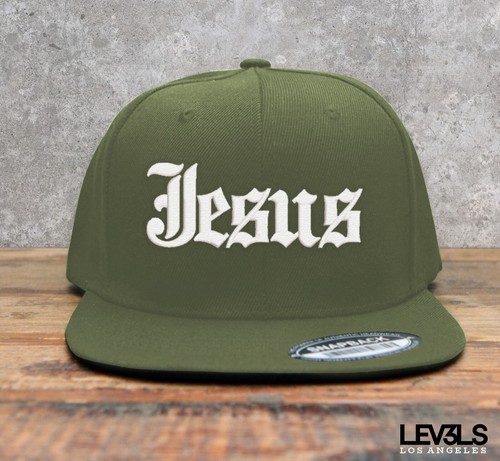 JESUS OLD ENGLISH SNAPBACK BASEBALL CAP JESUS SAVES CHRISTIAN CROSS - Picture 6 of 13