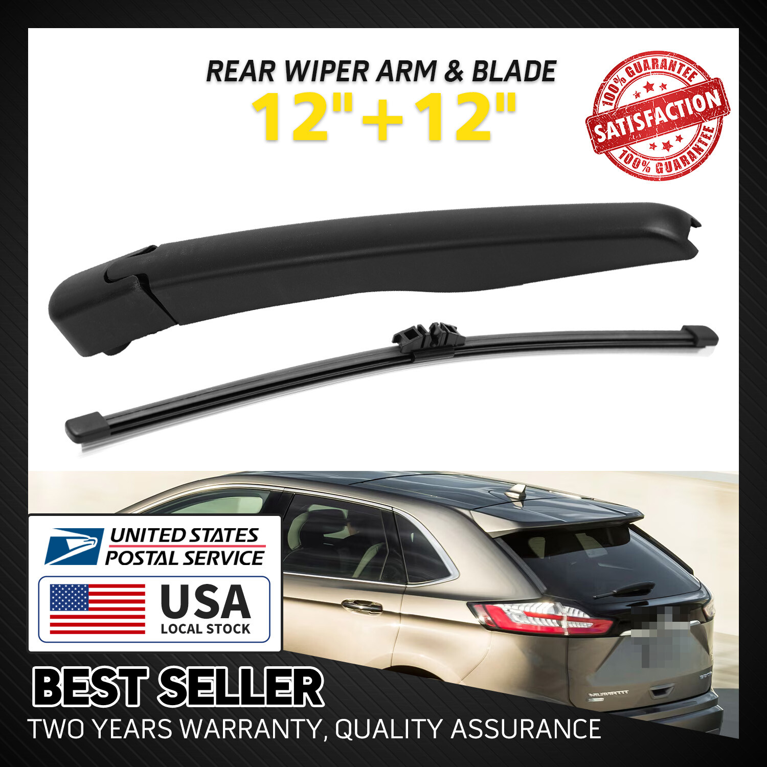 2Pcs Rear Wiper Arm & Blade for 2015-2020 Ford Edge FT4Z-17526-A 12in Replacement