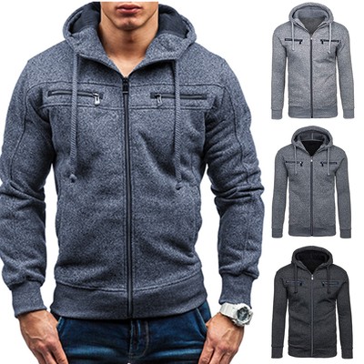 New Winter Mens Denim Slim Hoodies Hooded Sweatshirt Coat Jacket Outwear Tops