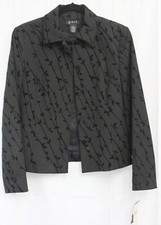 Grace Women's Five Button Black Jacket Sz 6 Vine Accent Textured Dress Jacket