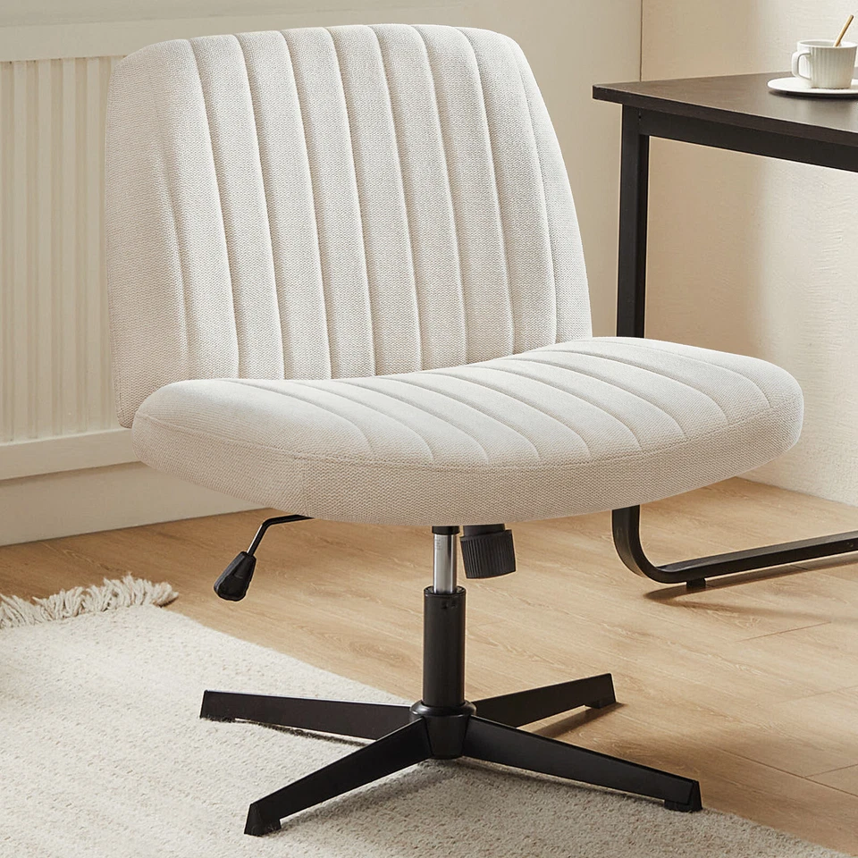 Armless Adjustable Swivel Wide Cross-Legged Home Office Chair - Image 3 of 4