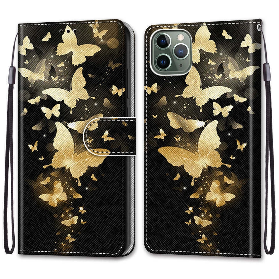 Funda tipo billetera abatible con mariposa para teléfono Samsung M31 Note 20 Ultra A80 A70E A60 A50 Foto 2 de 4